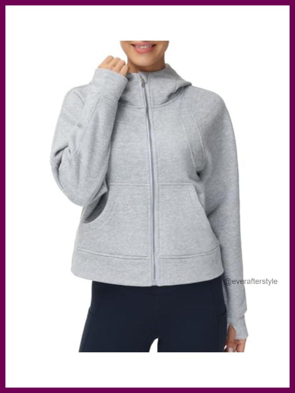Women's Full-Zip Fleece Hoodie Jacket with Thumb Holes & Kangaroo Pockets